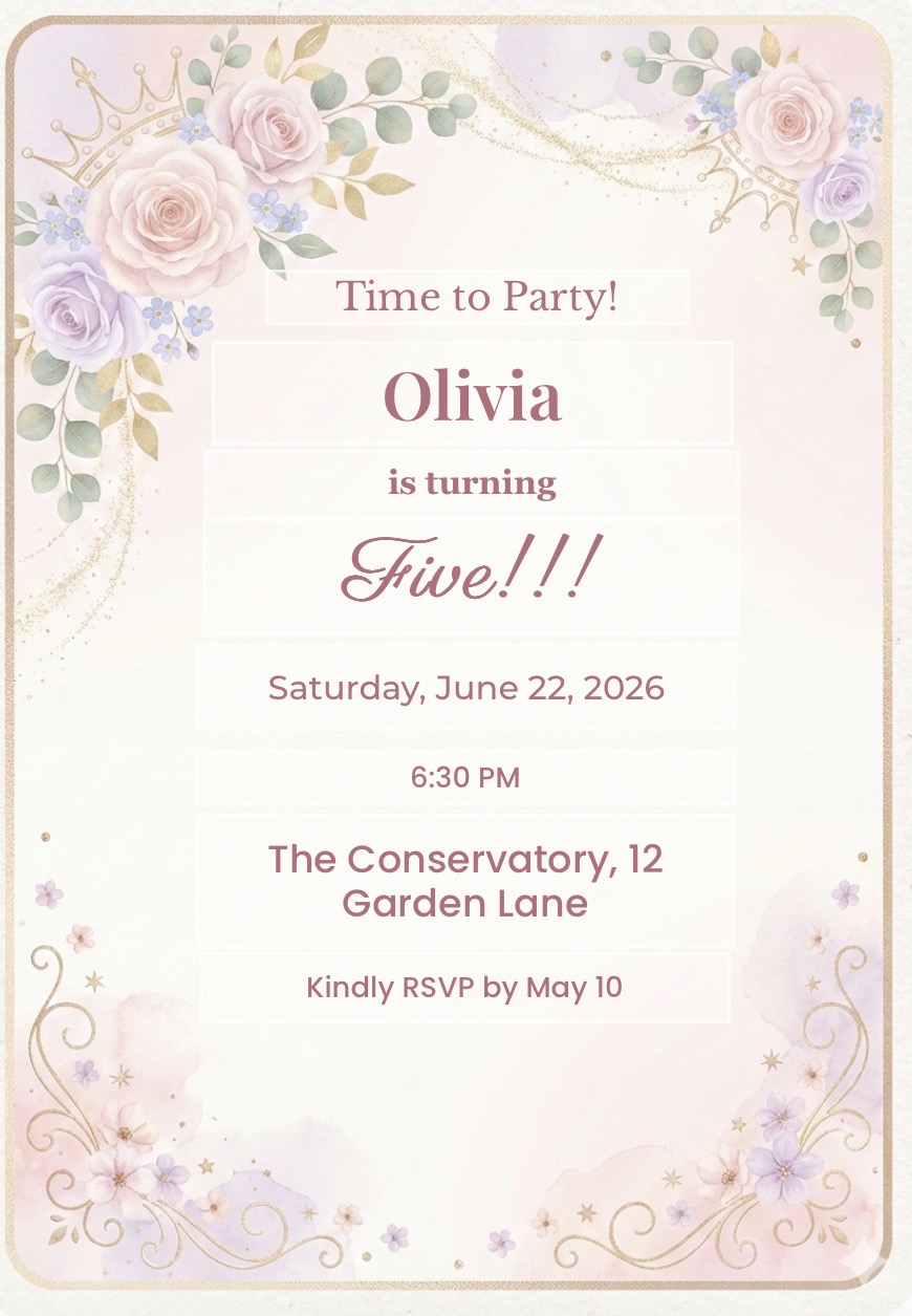 Royal Bloom invitation template preview